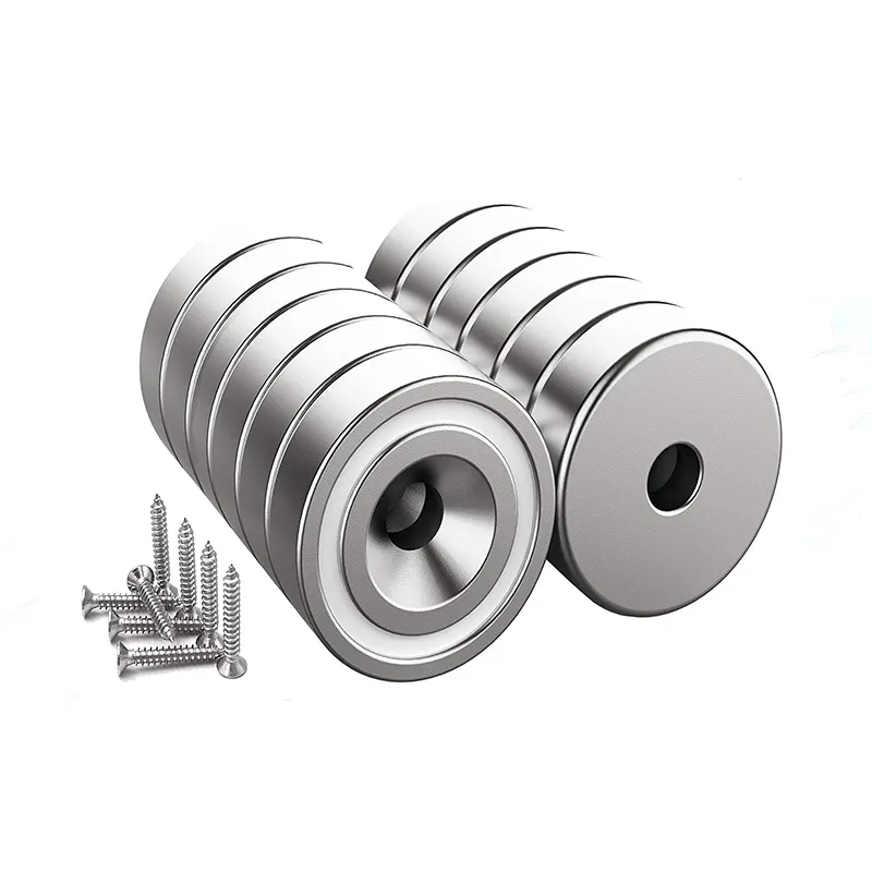 China Golden Supplier Guter Preis Kunden spezifische NdFeB Cup Form Runde Basis Senkloch magnet mit Schraube Neodym Topf magnete