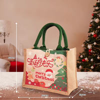 Sac promotionnel festif en coton mélangé avec logo personnalisé, poignée rouge et bouton en bois, faible MOQ, vente en gros