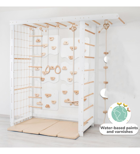 Juego de pared de escalada de madera Montessori para interiores, escalera mecánica sueca para niños, para dormitorio, sala de juegos, aula para interiores - Product Image 4