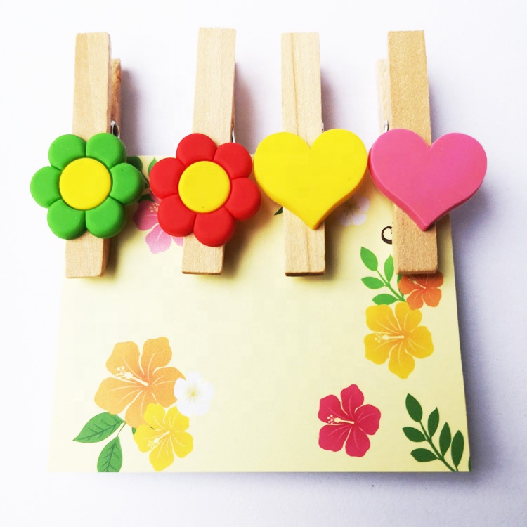 Мягкий деревянный зажим в форме цветка из ПВХ