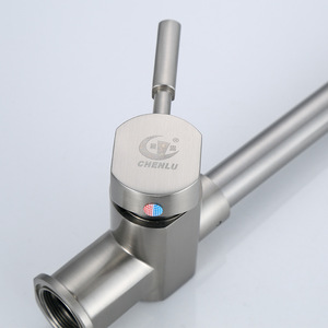 Robinet de cuisine Chenlu à poignée unique, valve en céramique, montage sur plan, style moderne, finition brossée, eau chaude et froide - Product Image 5