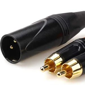 Kabel Laki-laki RCA Ke XLR, Kabel Laki-laki XLR Ke 2 RCA untuk Colokan Phono Koneksi Audio Stereo HiFi Mikrofon Kabel Kabel Kabel