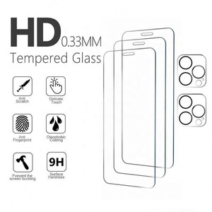 Protection d'écran en verre trempé de haute qualité ND 2.5D HD transparente, lot de 3, impression soyeuse, protection d'écran pour objectif d'appareil photo pour iPhone 15 14 - Product Image 2