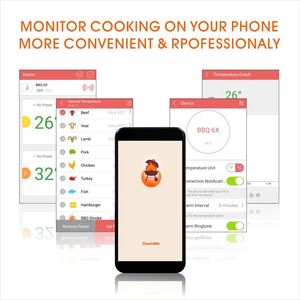 Thermomètre numérique sans fil intelligent avec sonde pour cuisine, cuisson, aliments, viande, barbecue, fumoir, four - Product Image 4