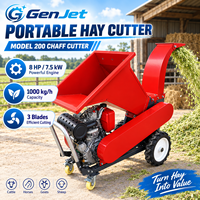 Machine à couper le foin portable GenJet 1000 kg/h avec moteur de 8 CV et 3 lames de coupe pour la paille, l'herbe et l'alimentation du bétail