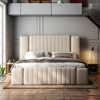 Ensemble de meubles de chambre à coucher de luxe en cuir, lit double king size, personnalisable, pratique, en promotion