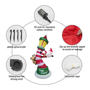 Logo gonflable de Noël transfrontalier de 8 pieds avec éclairage LED, <span class=keywords><strong>phare</strong></span> avec Père Noël et rennes grimpants pour <span class=keywords><strong>la</strong></span> cour, utilisation en extérieur pour les fêtes - Product Image 4