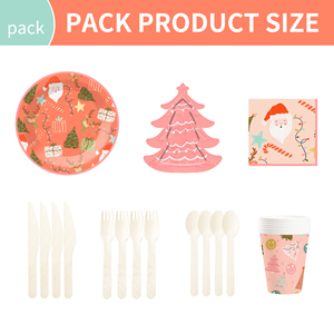 DAMAI New Creative Customized Christmas Tableware Set Include Paper Plate Cups and Napkins for Christmas Party Table Decoration - Product Image 2