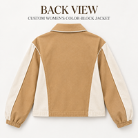 Veste courte personnalisée pour femme, à col à revers, boutonnée, avec blocs de couleur et poches plaquées, idéale pour le quotidien et les activités de plein air