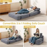 Canapé-lit pliant Chaise-lit convertible Canapé au sol pour adultes avec support dorsal et oreiller Canapé-salon confortable au sol