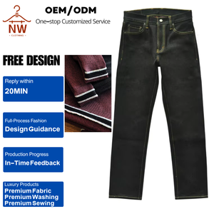 Jeans de Mezclilla Selvedge Crudo Japonés Vintage de 19.5 oz para <span class=keywords><strong>Hombre</strong></span>, Estilo High Street Hip Hop, Lavado Oscuro, Doble Teñido y Bordado - Product Image 1