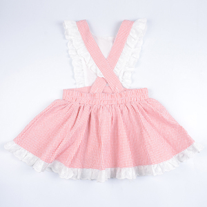 Set Pakaian Musim Panas 2pcs untuk Balita Perempuan Vintage, Gaun dengan Lengan Ruffle Berenda dan Bloomers Kotak-kotak untuk Bayi Perempuan, Pakaian Kasual - Product Image 2