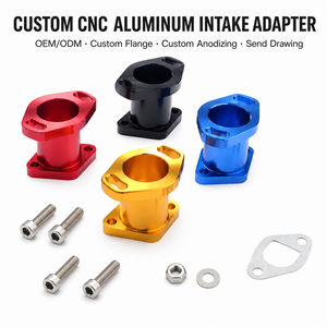 Adaptador de Colector de Admisión de Aluminio CNC Personalizado, <span class=keywords><strong>Carburador</strong></span> Billet, Montaje de Brida para Motocicleta, ATV, Scooter, Pieza Anodizada, Fabricante OEM - Product Image 1