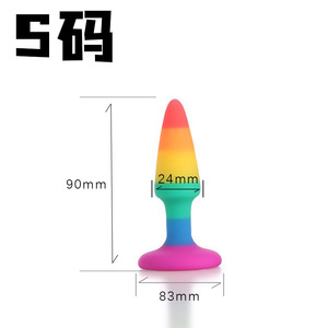 Silikon runder Kopf mit Sauger Basis Homosexuell Spielzeug S,<span class=keywords><strong>M</strong></span>,L 3 Größe Regenbogen Farbe Anal Plug SM für Paare Erwachsenen Sex-Produkte - Product Image 4