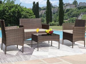 أثاث للحدائق من الخيزران أريكة أخذ العينات الجوفية مجموعة - Product Image 3