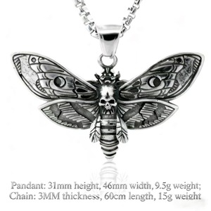 Collier pendentif insecte en acier inoxydable, style punk unisexe, bijou papillon, accessoire de mode - Product Image 2