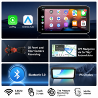 Écran tactile IPS 6,25 pouces avec CarPlay sans fil, Android Auto, navigation GPS, audio, BSD, TPMS, DVR, caméra de recul pour moto