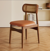 Chaise de salle à manger en bois massif et rotin, style vintage, dossier mi-siècle, siège rembourré, design minimaliste, origine Chine, pour la maison