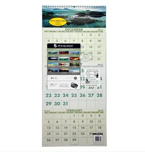 Pemasok kalender dinding perencana kalender pengikat spiral tampilan 3 bulan pabrik cetak termurah kustom