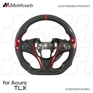 Volant personnalisé en fibre de carbone véritable avec poignées en cuir perforé noir pour Acura TLX MDX A-Spec PMC 2015-2020 - Product Image 2