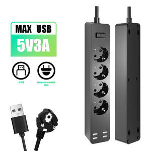 Regleta de alimentación estándar de la UE, puertos USB, toma de corriente con salidas de 3AC y 4 cables de extensión blancos, 10 tomas, cable de extensión de 1,5 m - Product Image 2