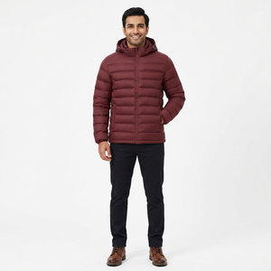Veste d'hiver rembourrée en duvet de canard légère et chaude pour homme avec logo personnalisé, en nylon, à capuche - Product Image 1
