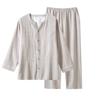 Nouvel ensemble de <span class=keywords><strong>pyjama</strong></span> pour <span class=keywords><strong>homme</strong></span> en couleur unie, ensemble de <span class=keywords><strong>pyjama</strong></span> léger printemps-automne-été, ensemble pour couple - Product Image 5