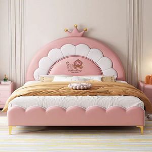 プリンセスベッドルーム レザー＆ピンクアニマル キュートベッド 子供部屋用 レザー収納付き子供用ベッド - Product Image 4