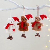 Nouvelle Décoration de Noël Transfrontalière : Pendentif Créatif en Tissu Ours avec Chapeau de Père Noël, Style Européen et Américain, pour Arbre de Noël