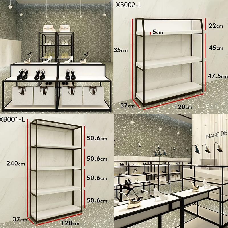 Apache Metal Floor Panel Display Rack Supermarket Shelves for Clothing Shoes Bags for Stores and Retail Spaces — view 3