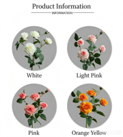 Fleurs artificielles haut de gamme en soie à 5 têtes, roses simulées, pour décoration intérieure, mariage, Noël, fête des Pères, respectueuses de l'environnement