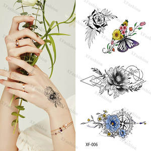 Minuscule petit 8 feuilles amovible adulte tatouages étanche citations inspirantes mots fleur sauvage Floral <span class=keywords><strong>tatouage</strong></span> autocollant - Product Image 6