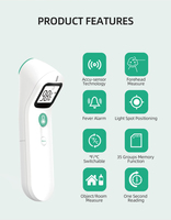 Thermomètre médical professionnel pour le front et l'oreille avec écran LCD, certifié, alimentation électrique