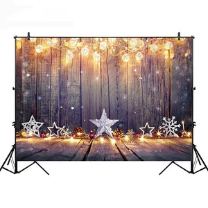 Chimenea de pared Chic gris, árbol de Navidad, vela, regalo, juguetes para bebés, suelo de madera, Fondo de foto para fiesta, sesión fotográfica - Product Image 5