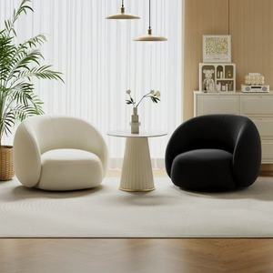 Modern Oval Single Seat Sofa Chair in White and Yellow PU Leather for Hotel Lounge Area Contemporary Design Durable Furniture - Product Image 6