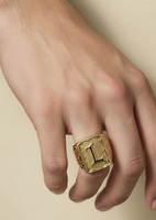 Bague carrée géométrique rétro en laiton plaqué or 14/18 carats ZH Luxury, avec 26 lettres, pour hommes et femmes, accessoires de mode hip-hop pour fêtes