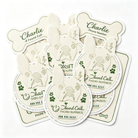 Étiquettes d'identification pour animaux de compagnie Haoxuan Premium, graphismes métalliques en forme de feuille verte et de patte, autocollants vintage en feuille d'argent gaufrée