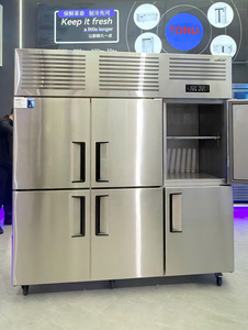 Congélateur vertical commercial à 6 portes en acier inoxydable, double température, pour la cuisine des restaurants, stockage des aliments - Product Image 3