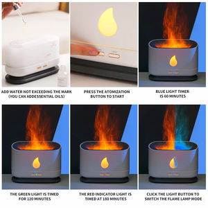 Unique 2025 Huiles Essentielles Parfum Brume Ultrasonique Led Simulation 3D Bleu Feu Flamme Effet Humidificateurs D'air Diffuseurs D'arôme - Product Image 4