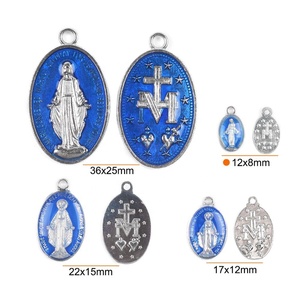 Medaglia Cattolica della Vergine Maria 15x9mm Piccola Ovale in Lega per Rosario - Product Image 5