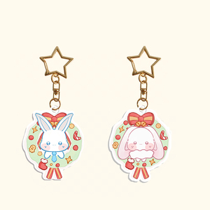 Porte-clés et pendentifs de sac personnalisés en acrylique PVC avec impression UV, motif lapin de Noël, mignons souvenirs cadeaux en gros - Product Image 2