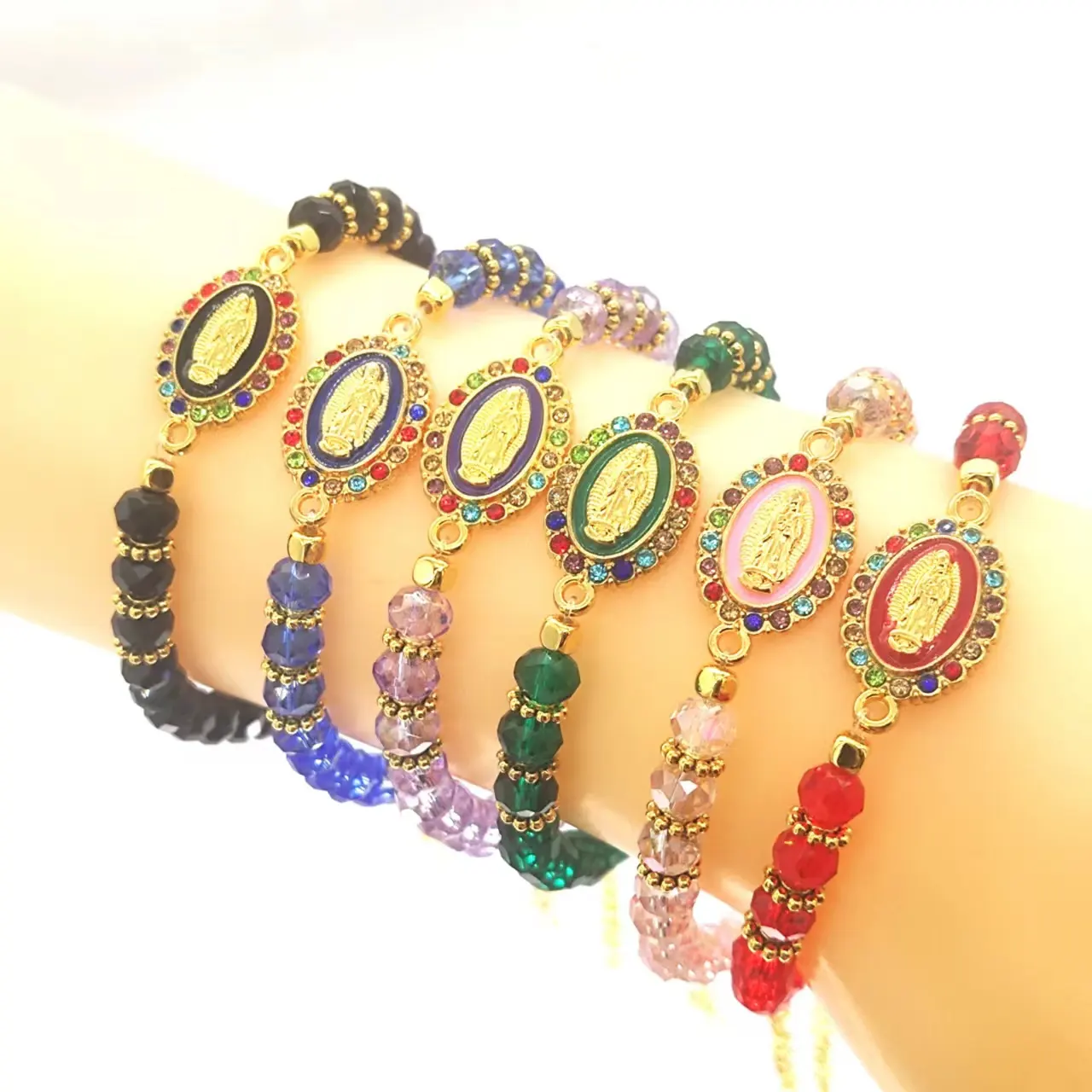 KDC891 gros nouveau Style perles de cristal faites à la main bracelet religieux bijoux porte-bonheur Vierge Marie Bracelet