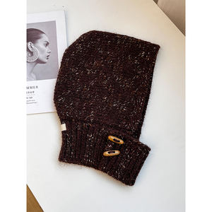Gorro <span class=keywords><strong>de</strong></span> Invierno para Mujer <span class=keywords><strong>con</strong></span> Borde, Pasamontañas Tejido, Gorro Cálido <span class=keywords><strong>de</strong></span> Mezcla <span class=keywords><strong>de</strong></span> <span class=keywords><strong>Lana</strong></span>, Bufanda Integrada, <span class=keywords><strong>Orejeras</strong></span> para Clima Frío - Product Image 4
