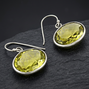 Boucles d'oreilles pendantes en topaze ovale pour femme, montures plaquées argent, style classique, cadeau de bijoux - Product Image 3