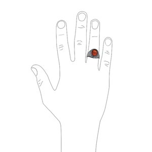 Bague pour homme en argent sterling 925, style rétro rayé, avec pierre précieuse ovale en onyx rouge/noir, bijoux punk turcs thaïlandais personnalisés - Product Image 4