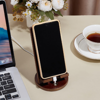 Support de téléphone universel en bois de style vintage Type debout Station d'accueil pour smartphone Trou rechargeable Support de téléphone de bureau facile