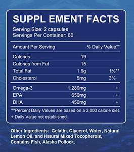 OEM Wild Alaskan Fischöl Kapseln mit 1280mg <span class=keywords><strong>Omega</strong></span> <span class=keywords><strong>3</strong></span> hochreines EPA DHA Supplement für eine gesunde Herz hirn gesundheit - Product Image 2