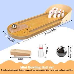 Mini-<span class=keywords><strong>jeu</strong></span> de bowling de table en bois pour le plaisir à la maison ou au bureau, <span class=keywords><strong>jeu</strong></span> de bureau et cadeaux amusants pour collègues - Product Image 3