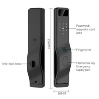 Serrure intelligente Glomarket Tuya BLE avec empreinte digitale, déverrouillage par téléphone/carte/clé, sécurité de niveau C, construction en alliage d'aluminium pour maison et appartement