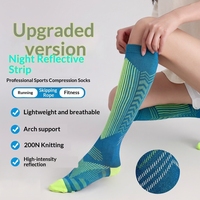 Chaussettes de compression professionnelles en nylon respirant pour la course, le cyclisme et le fitness avec bande réfléchissante et soutien du mollet